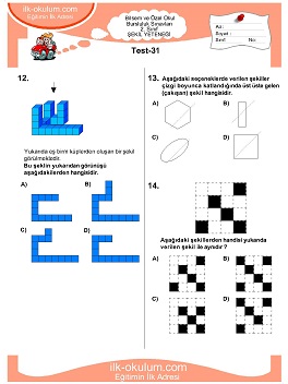 ilkokul 1. Sınıf Bilsem Zeka Testi 